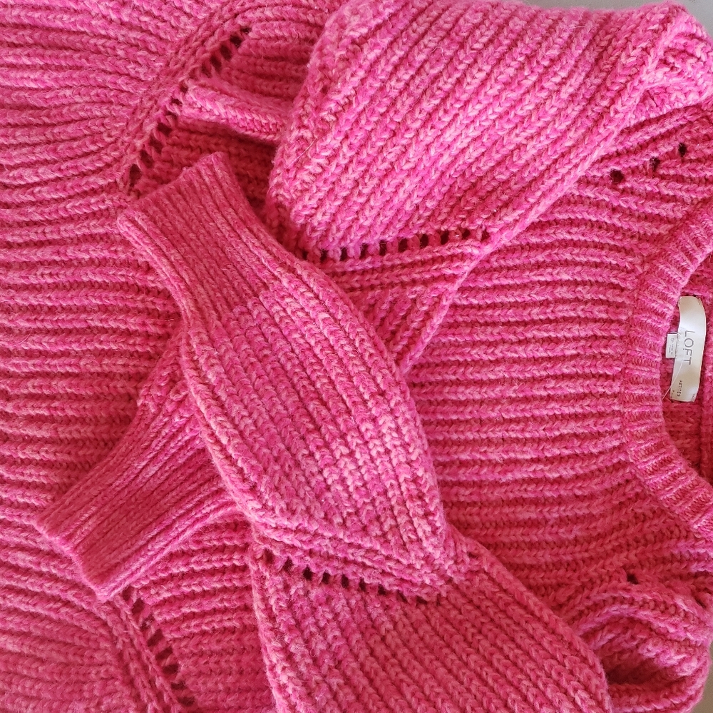 Hot Pink Loft Crop Sweater